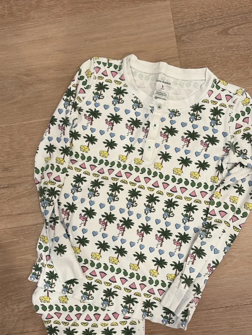 Children's White Palm Tree & Fruit Print Pajama Set